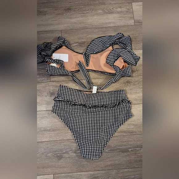 Buffalo Plaid 2 PC Swimsuit SZ L - Picture 2 of 4